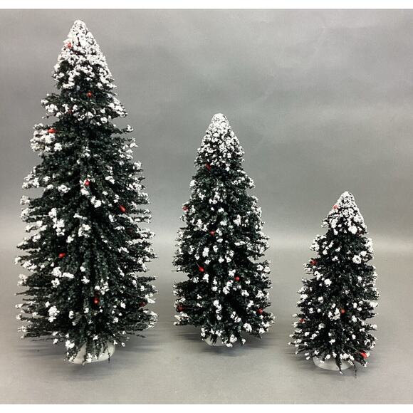 Set Of 3 Byers Choice Snow Capped Christmas Trees - Picture 1 of 13